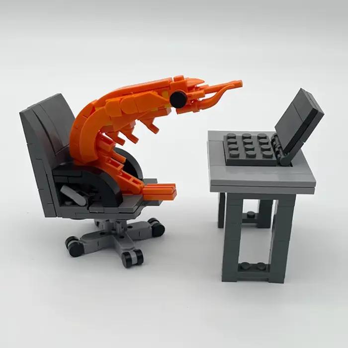 Kit de construction MOC : Figurines de crevettes à assembler – Jouet créatif de parodie pour garçons et filles