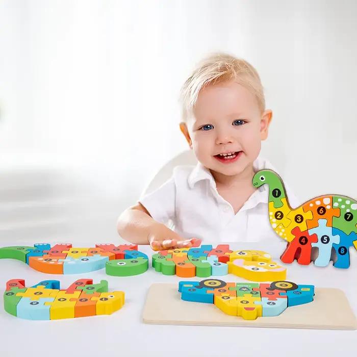 Puzzles en bois 3D animaux de dessin animé éducatifs apprentissage précoce Cognition Intelligence jeu de Puzzle pour