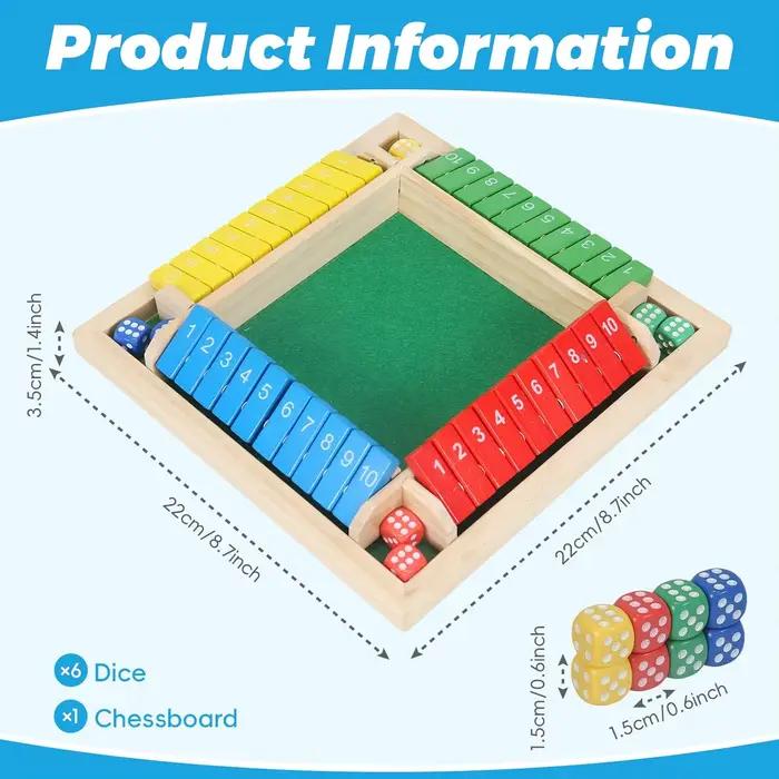 Jeu de dés Shut The Box, jeu de mathématiques sur plateau en bois pour 2 à 4 joueurs, divertissement familial classique pour les soirées à la maison ou au pub