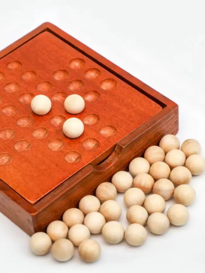 1 jeu de solitaire classique en bois, jeu de société éducatif pour enfants