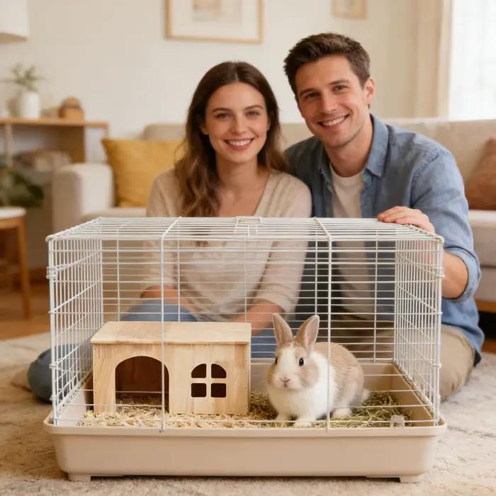 Maison pour lapin Habitat en bois d'intérieur avec fenêtre et porte Ventilé Cabane pour petits animaux pour hamster gerbille chinchilla hérisson furet