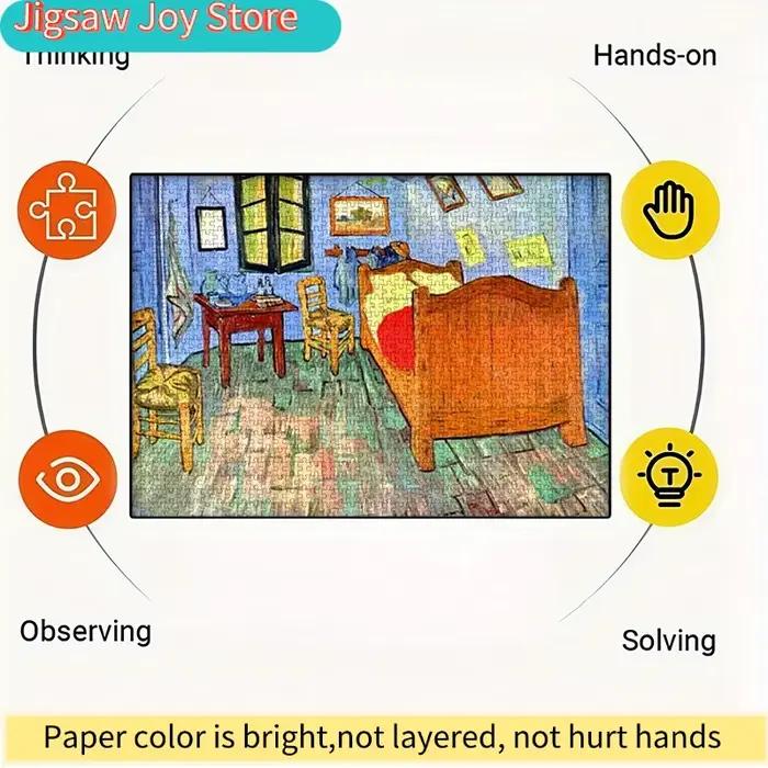 Puzzle sur le thème de la Chambre à coucher de Van Gogh - Carton blanc de haute qualité
