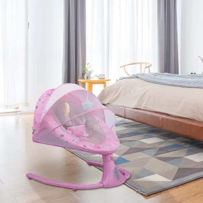 Transat bébé rose, réglable sur 3 positions et 4 vitesses de balancement