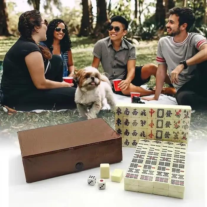 Mini ensemble de Mahjong Portable avec étui de transport