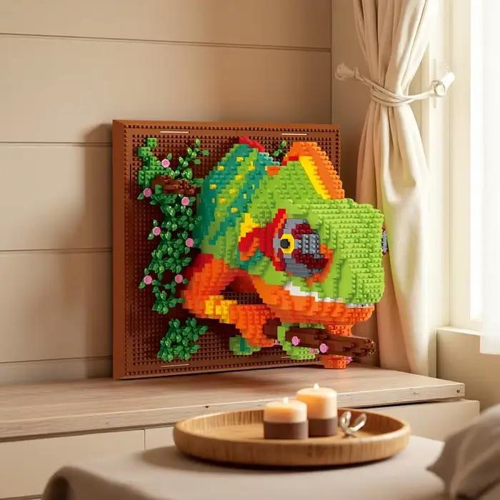Jouet de bloc de construction caméléon