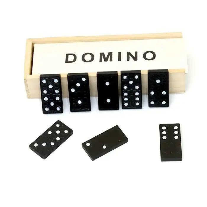 28 pièces, 1 jeu de jeux de société dominos en bois