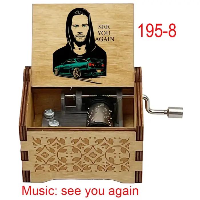 Boîte à musique en bois « See You Again » avec mélodie de film célèbre, mouvement musical 18 notes, cadeau spécial pour amis, amoureux, fête d'anniversaire