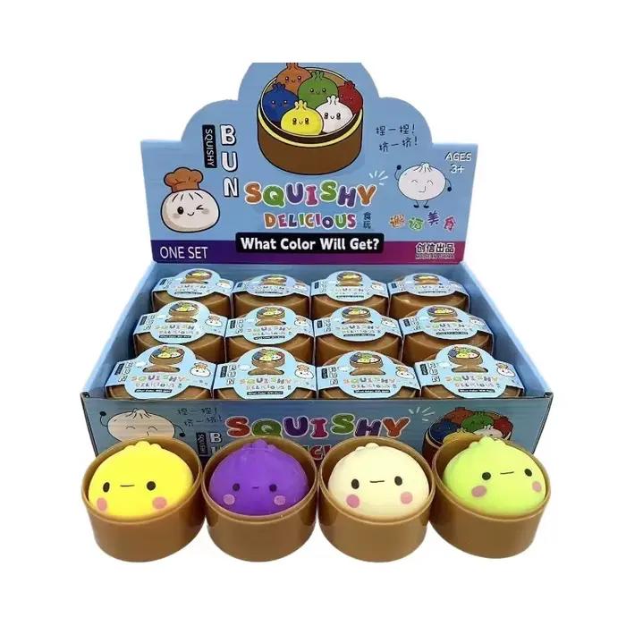 Boule anti-stress multicolore en forme de pain vapeur Smiley Bun