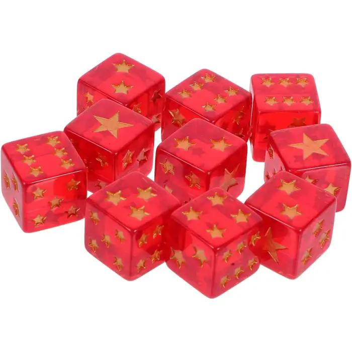 Jeu de dés à motif d'étoile carré en résine rouge