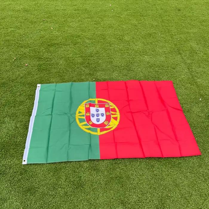 Drapeau du Portugal 150x90cm 3x5 FT avec armoiries en polyester, double couture, décoration intérieure et extérieure