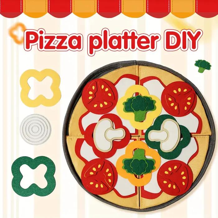 Ensemble de jeu de pizza en feutrine à personnaliser - Ensemble de jeu de pizza en feutrine pour la cuisine des enfants, jouet d'imitation pour les tout-petits