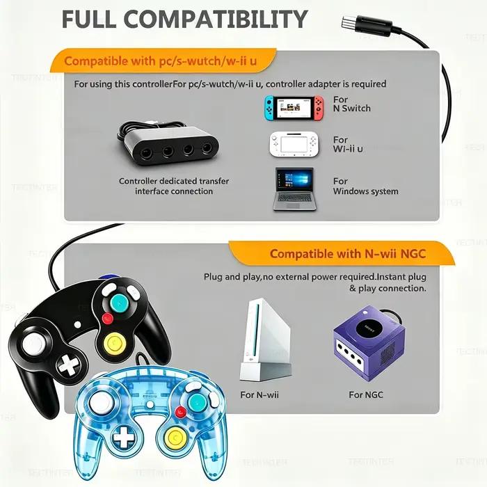 Manette filaire GC Gamecube pour console Nintendo Switch, manette pour console Wii/Wii U, accessoires pour Switch NGC