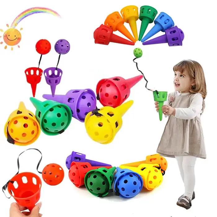 Ensemble de Lancer et Attraper une Balle pour Enfant, Jeu de Coupe, Coordination Œil et Main, Entraînement, Lanceur, Paniers, dehors d'Extérieur et d'Nik