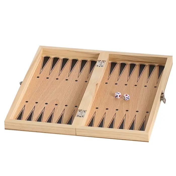 Jeu de Backgammon et d'échecs en bois 3 en 1