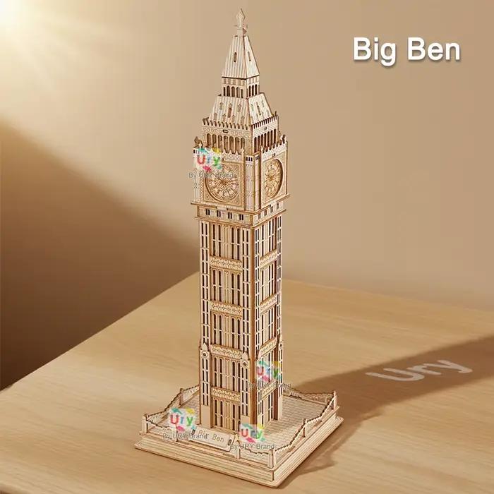 Puzzle en bois ury tour de pise big ben attractions européennes décoration construction architecture jouet éducatif occasions spéciales