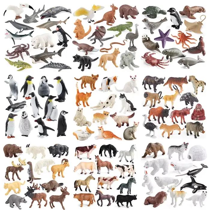 Oenux Montessori jouet ferme sauvage dinosaure océan chat animaux modèle Figurine Zoo Figurines mignon Miniature éducati