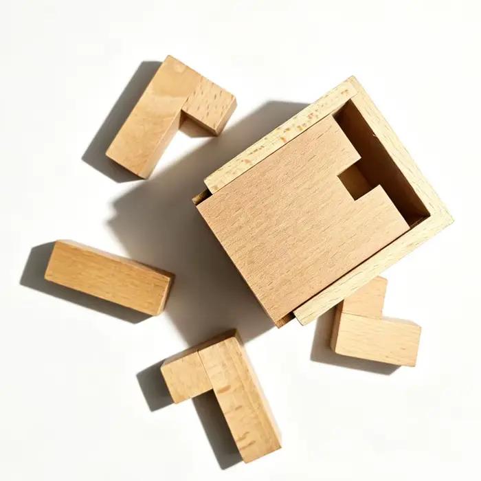 Puzzle en bois mysterious labyrinth cadeau original forme géométrique test de qi jouet éducatif enfants adultes occasions spéciales