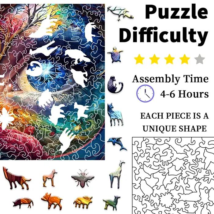Puzzles en bois pour adultes - Série d'art fantastique (animaux magiques