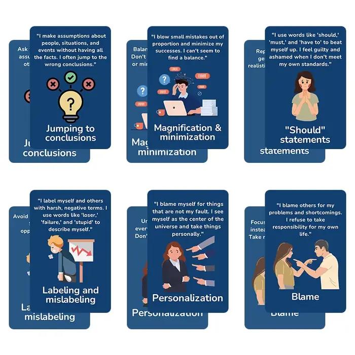50 cartes flash pour améliorer les distorsions cognitives