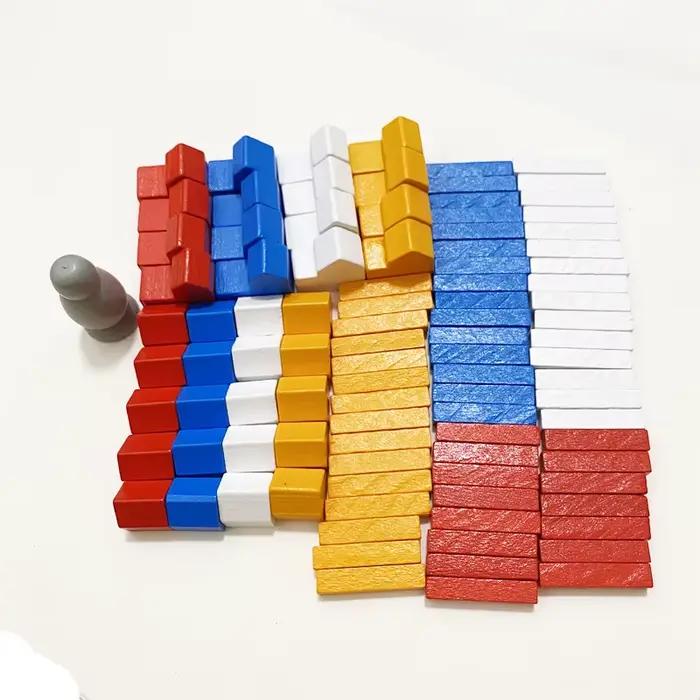 97 pièces/ensemble façon/maison/ville/pièces de jeu en bois pièces d'échecs colorées pour accessoires de jeux de société
