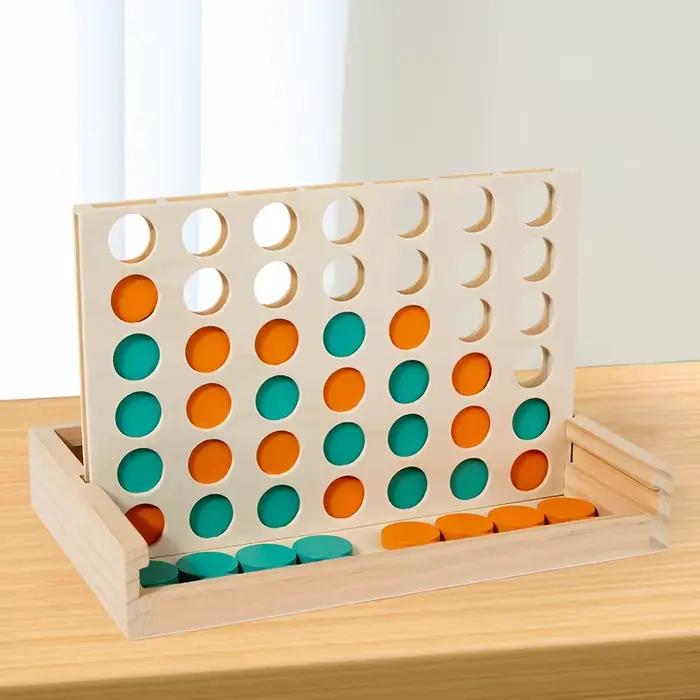 Jeu de société en bois 4 dans une rangée – Jeu de stratégie pour 2 joueurs