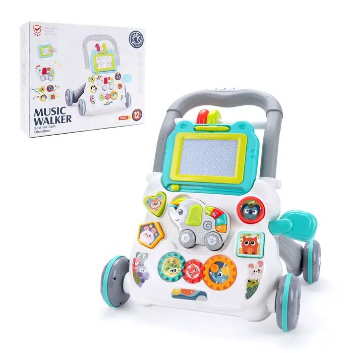 Trotteur musical multifonctionnel pour bébé avec tableau de dessin
