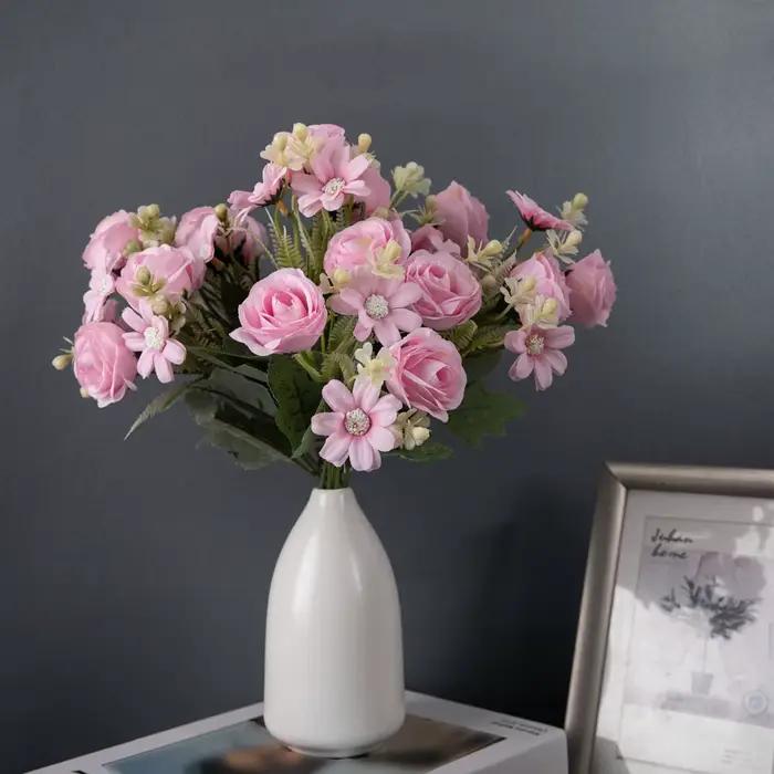 Bouquet de roses de 12,5 pouces, fleurs de mariée à main, arrière-plan Floral, décoration de mariage, décoration de maison, accessoires de photographie