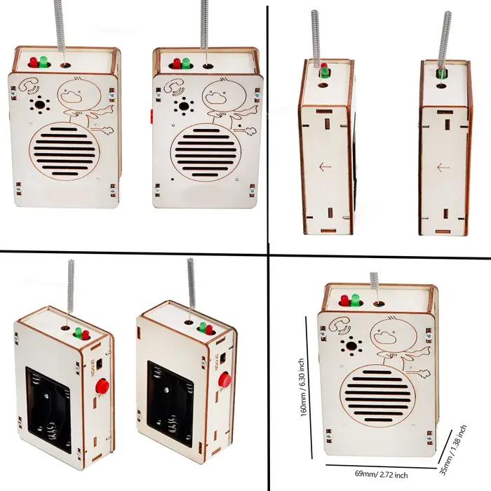 Kit DIY Talkie-Walkie en Bois 2-en-1, Jouet de Communication Sans Fil, Projet Scientifique Éducatif STEM, Ensemble de Construction pour l'Apprentissage des Enfants, Cadeau