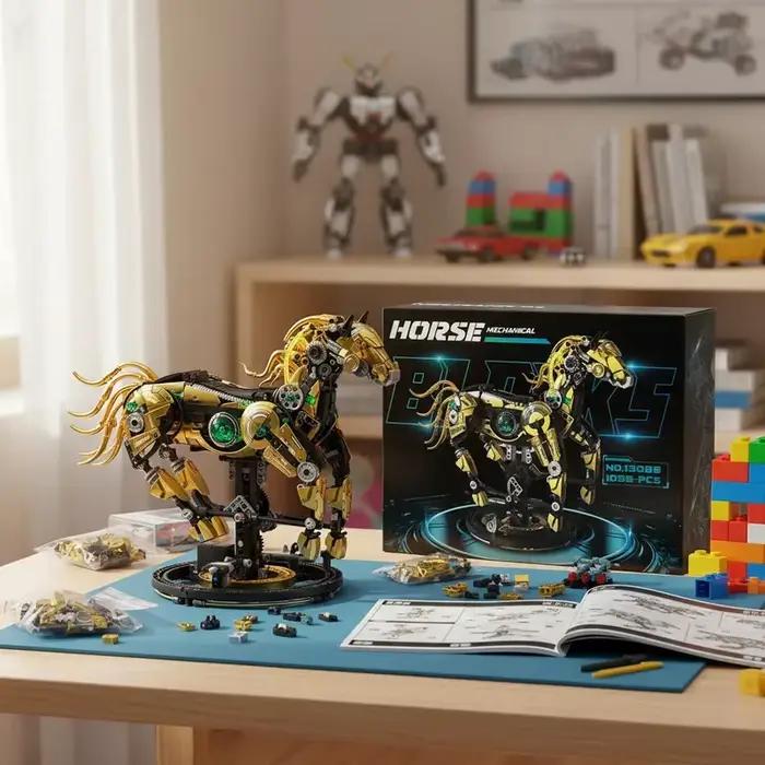 Ensemble de blocs de Construction d'animaux cheval mécanique 2025
