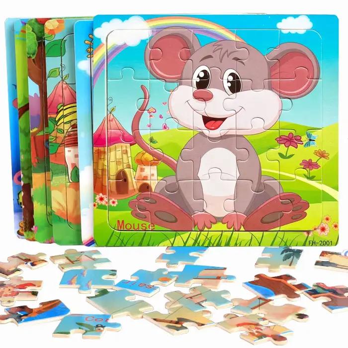 Puzzle en bois 14.7cm animal de dessin animé alphabet lettres éducatif pour enfants 3-6 ans occasions spéciales