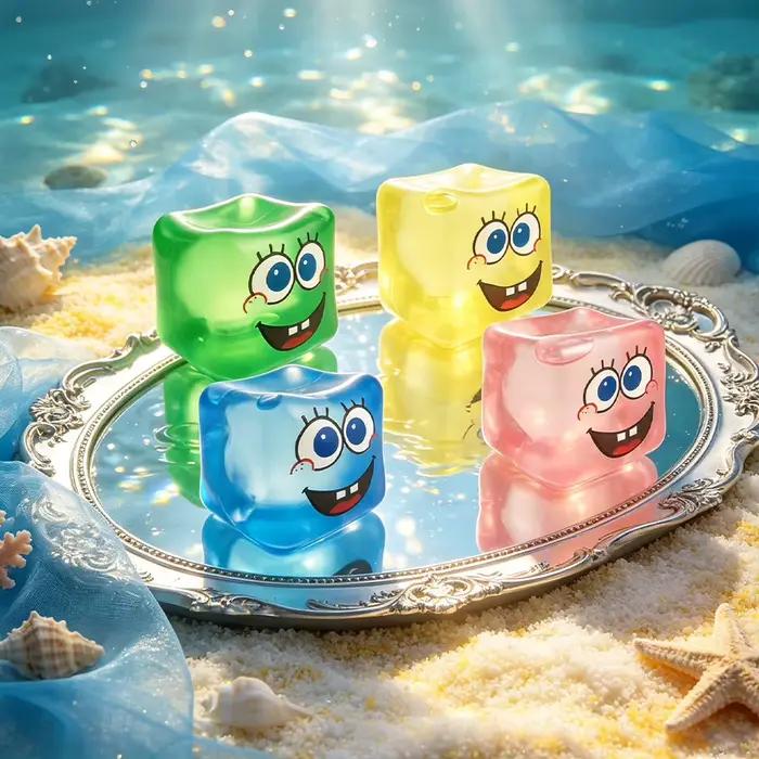 Squishy en stock Bob l'éponge, cube anti-stress, jouet à presser à rebond lent en sucre de malt, cadeau d'anniversaire
