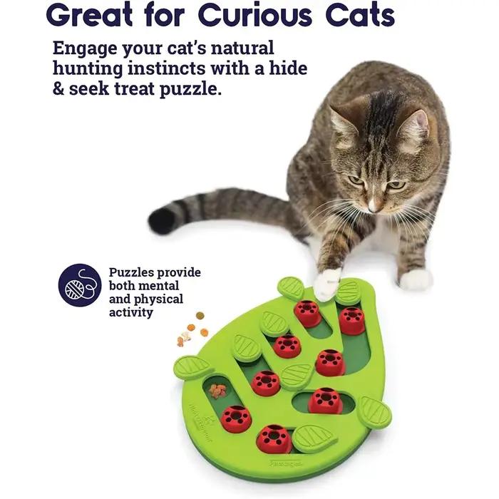 Puzzle et jeu pour la journée pluvieuse – Puzzle interactif pour friandises pour chat, jouets pour chat, fuite de nourriture, planche à gratter pour chat