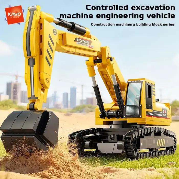KAVOWORLD 405 pièces, excavateur, camion de construction, blocs de construction, briques éducatives, kit de modèles, véhicules d'ingénierie, jouets, cadeau de vacances