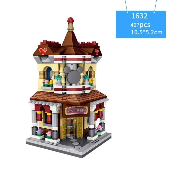 Mini blocs de construction City Street View : Boutique de cosmétiques pour chats, Magasin Little Bear, Restaurant japonais, Centre commercial - Jouets en briques pour cadeau