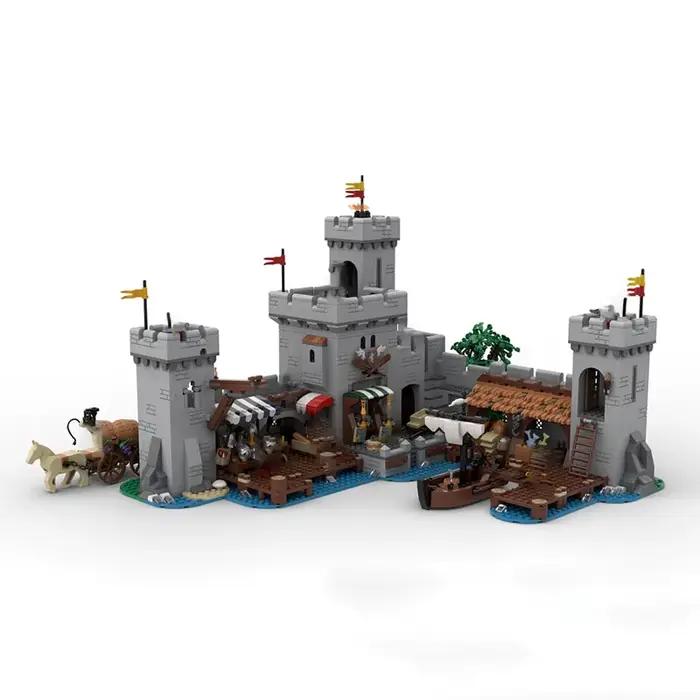 Jouet de blocs de construction MOC – ensemble de modèles de marché médiéval en bord de mer pour assemblage créatif – un cadeau festif adapté à tous les passionnés