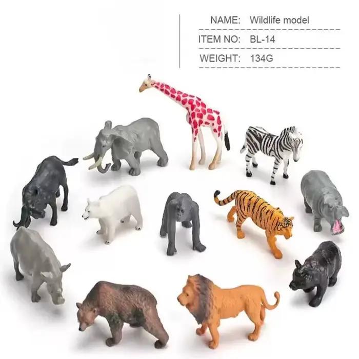 Jouet pour enfant Simulation Animal sauvage éléphant Lion Graffe ours brun Figurines d'action faune cerf Sika