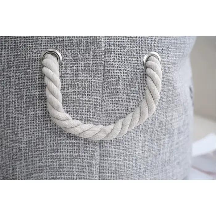 Grand panier de rangement pour jouets de chien en tissu simili lin - Organisateur rond spacieux pour jouets et accessoires pour animaux de compagnie avec poignées