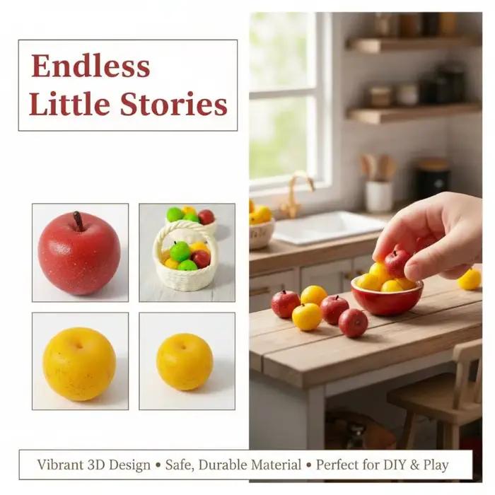 Accessoires miniatures pour maison de poupée Apple 112 : Ensemble de fruits réalistes pour décorer une scène de cuisine DIY ou une salle de jeux