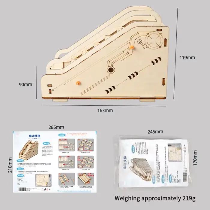 Kit de bricolage d'équipement de physique scolaire ; Expérience scientifique d'escalator en bois 3D pour l'apprentissage pratique