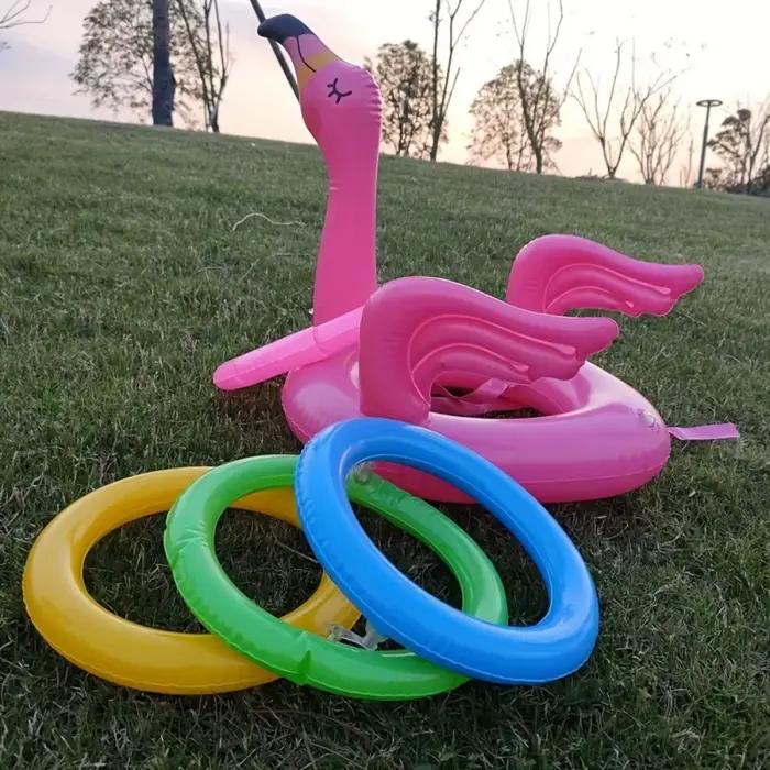 Anneau de flamant gonflable rose, jouets de jeu de lancer, anneaux de jeu de lancer et anneaux gonflables de couleur aléatoire