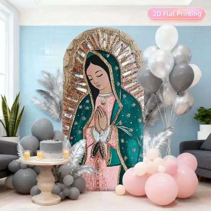 VIKAMA Portrait de Notre-Dame de Guadalupe avec un arrière-plan en arche élégant - Parfait pour les mariages et la décoration des fêtes - Décoration murale