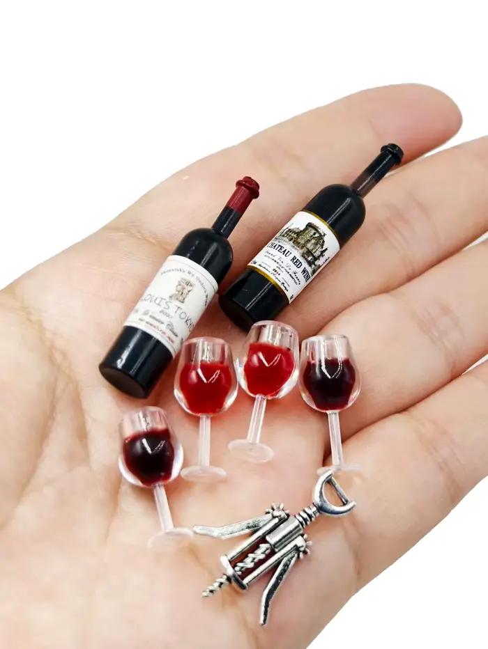 Ensemble miniature de vin et champagne pour maison de poupée