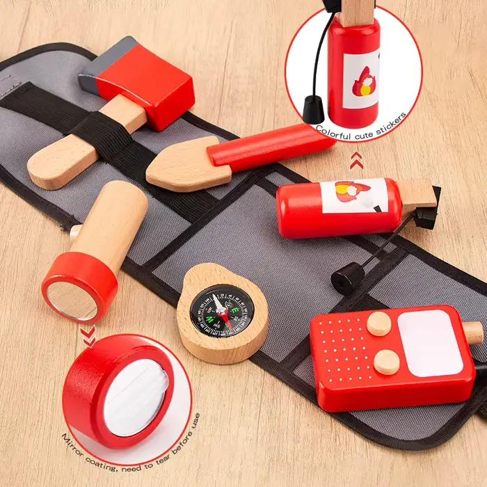 Jouet de simulation pour enfants : Kit de pompier éducatif en bois pour garçons