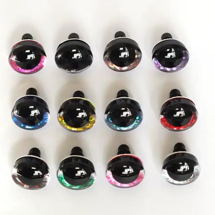 20 pièces 9/12/14/16/18/20/25/30/35/40mm yeux de jouet de sécurité en plastique trapèze transparent + non-tissés à paill