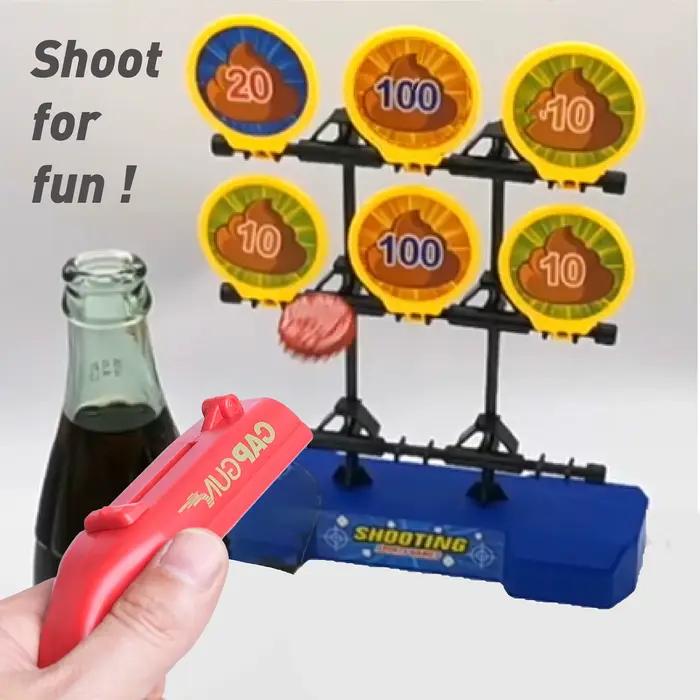 Lot de 4 pistolets lanceurs de capsules créatifs et amusants, ouvre-bouteilles pour cuisine, fêtes, barbecues, jeux et accessoires