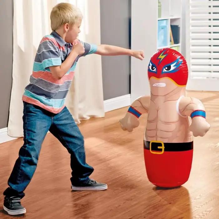 Sac de frappe gonflable sur pied, jouet de boxe pour enfants, jeu de combat gonflable pour garçons et filles