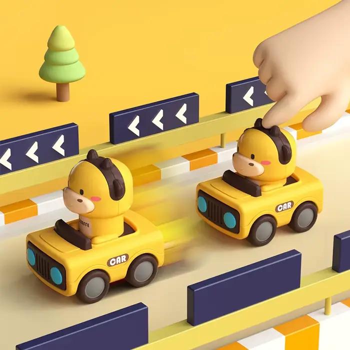 Jouet de voiture d'animal de dessin animé-presse pour déplacer un jeu de véhicule amusant pour les enfants