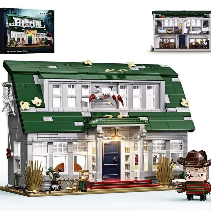 Modèle de construction de villa en blocs, Ornement de maison de simulation, Décoration de collection artisanale, Cadeau éducatif à assembler