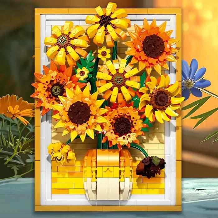 Van Gogh tournesols 3D bricolage cadre de Puzzle blocs de construction Kit pour adultes