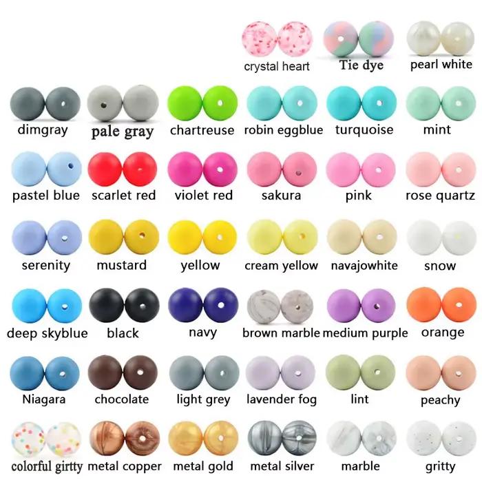 LOFCA 12mm 100 pièces perles de Silicone anneau de dentition rond bébé collier d'allaitement attache-sucette soins bucco